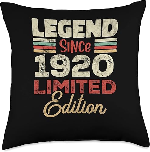 Retro Since 1920 Limited Edition Born in 1920 103rd Birthday 103 Year Old Since 1920 Limited Edition Throw Pillow, 18x18, Multicolor