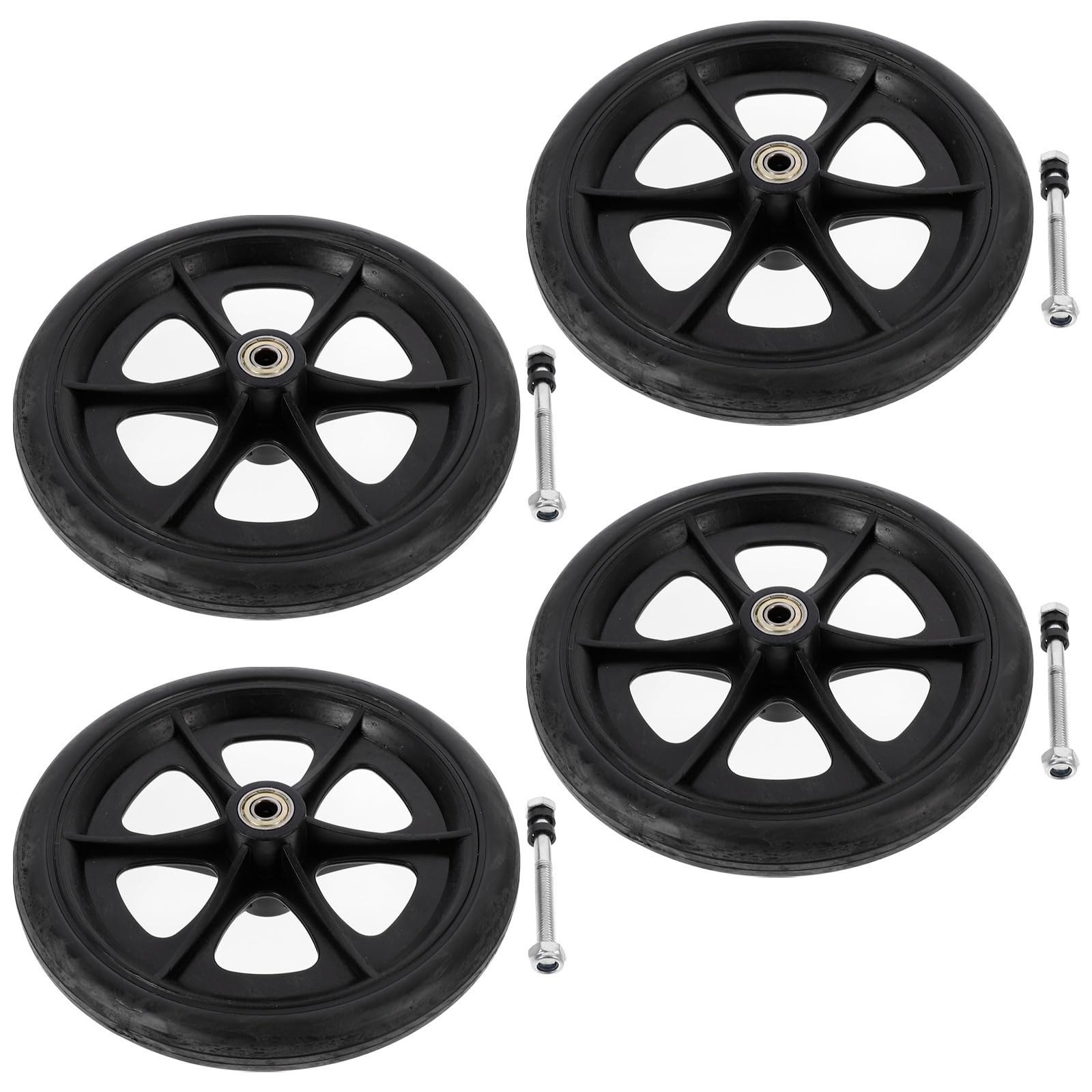 Rueda Delantera de Repuesto para Silla de Ruedas, ABS y PVC Negro