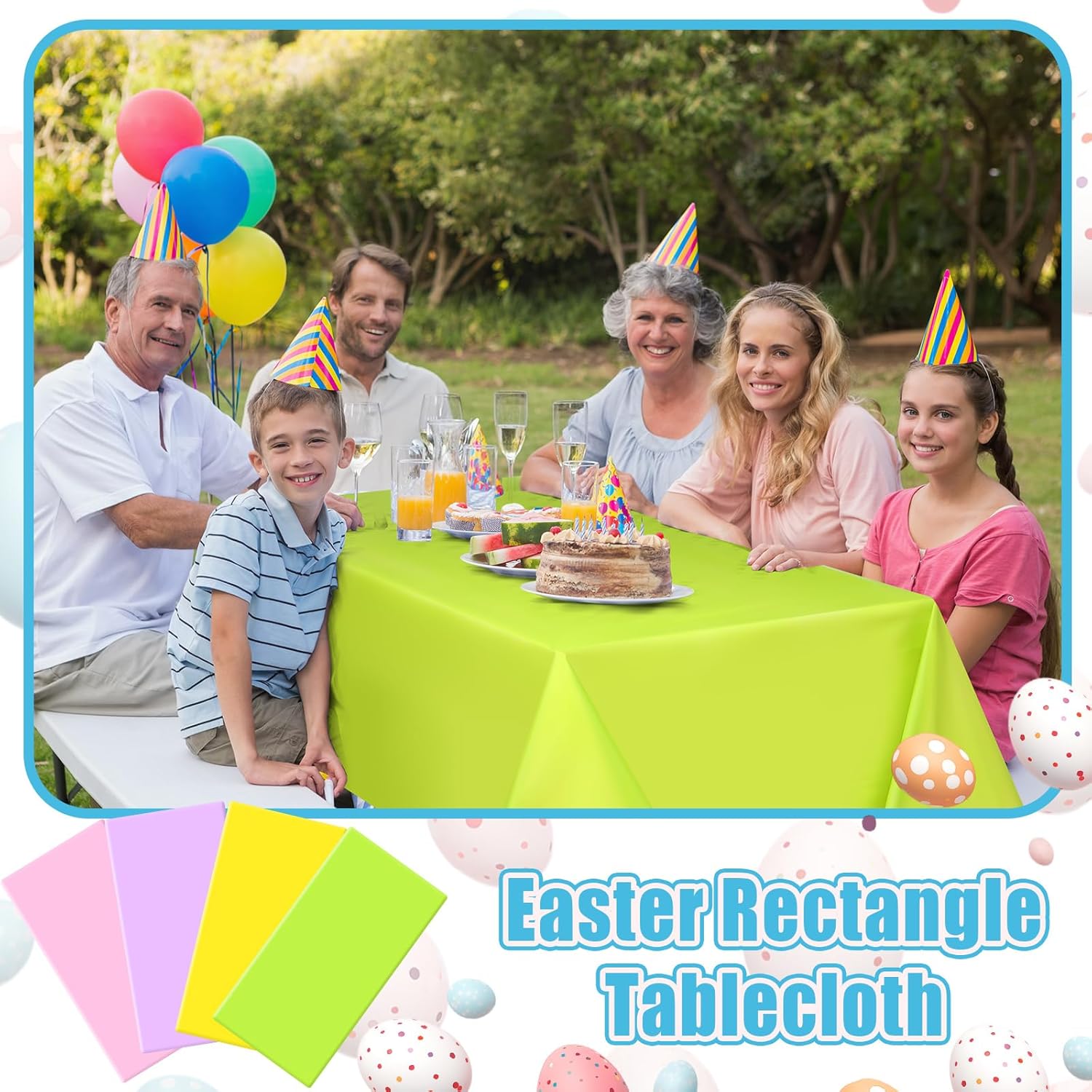 SmoothNovelty 24 Pcs Easter Disposable Tablecloth Plastic Spring Pastel Table Cover 54x72 Inch Vinyl Waterproof Rectangle Table Cloth Tableware for Party(Pastel)