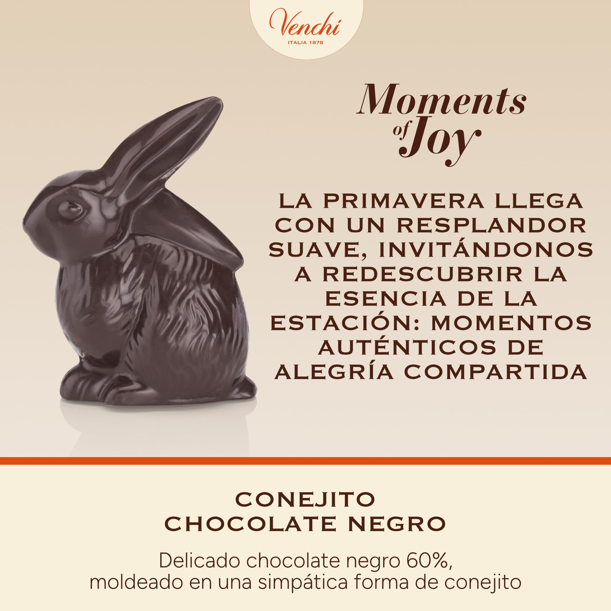 Venchi - Conejito de Chocolate Negro 60%, 100 Gr, Sin Gluten, Colección de Primavera Venchi, Idea de Regalo — view 3
