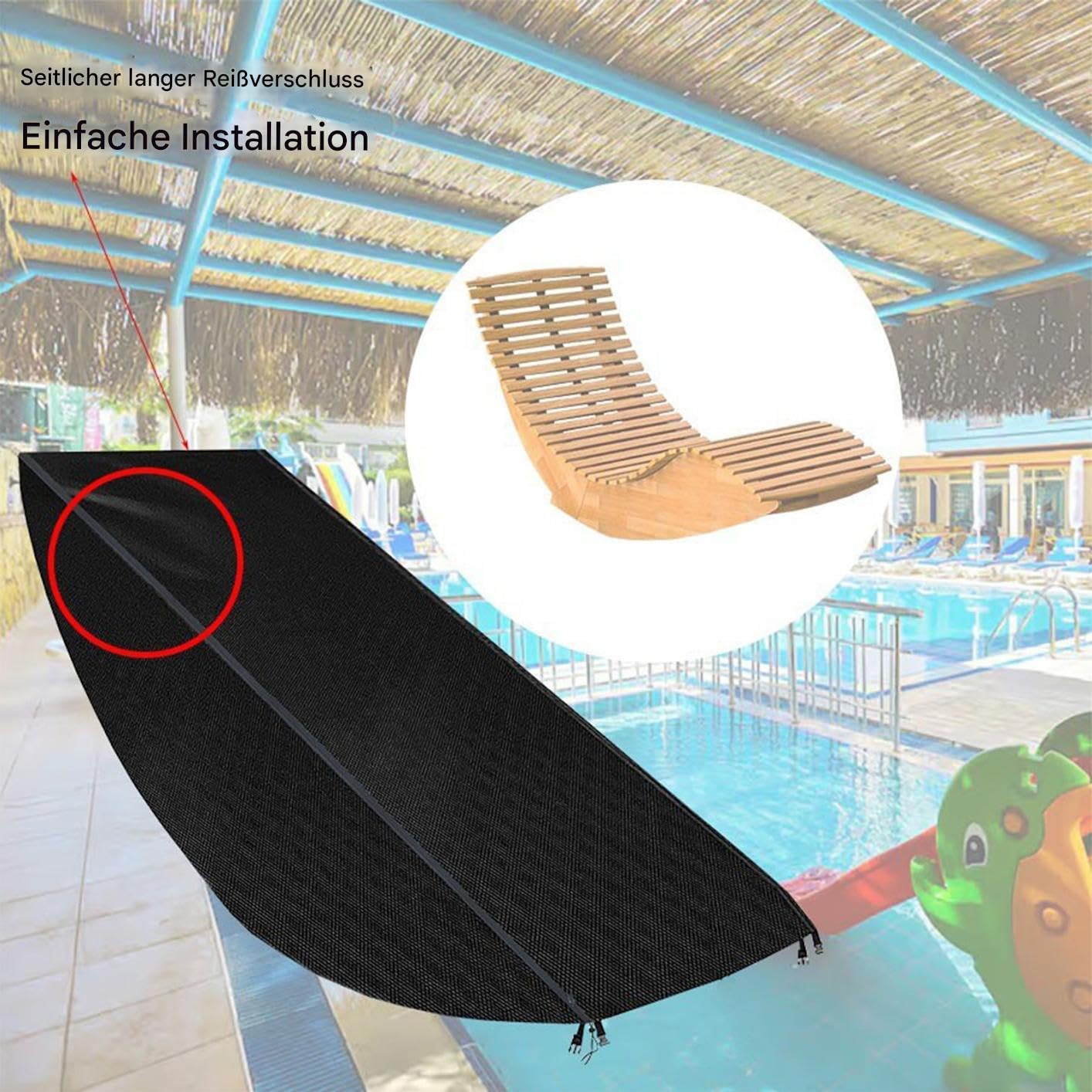 Housse de chaise longue d'extérieur imperméable en bois protection solaire pour terrasse jardin