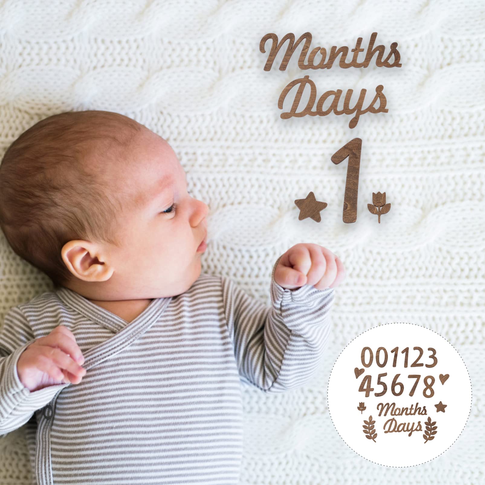 1 Satz Babyzahlen Schild für Babyparty und Meilensteine | Braun, Leicht und Wiederverwendbar, Glatte Kanten, für Fotoaufnahmen und Dokumentation