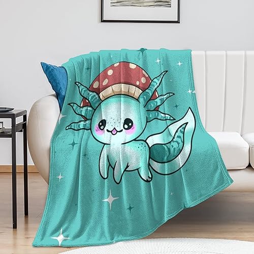 Miniatura 8 de Manta de Axolotl, bonita manta de franela para niñas, regalo de 60 x 50 pulgadas