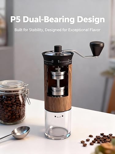 Miniatura 4 de Lamido Molinillo de café manual, 8 ajustes ajustables, capacidad de 1.06 oz, molino de rebabas cónicas con manivela