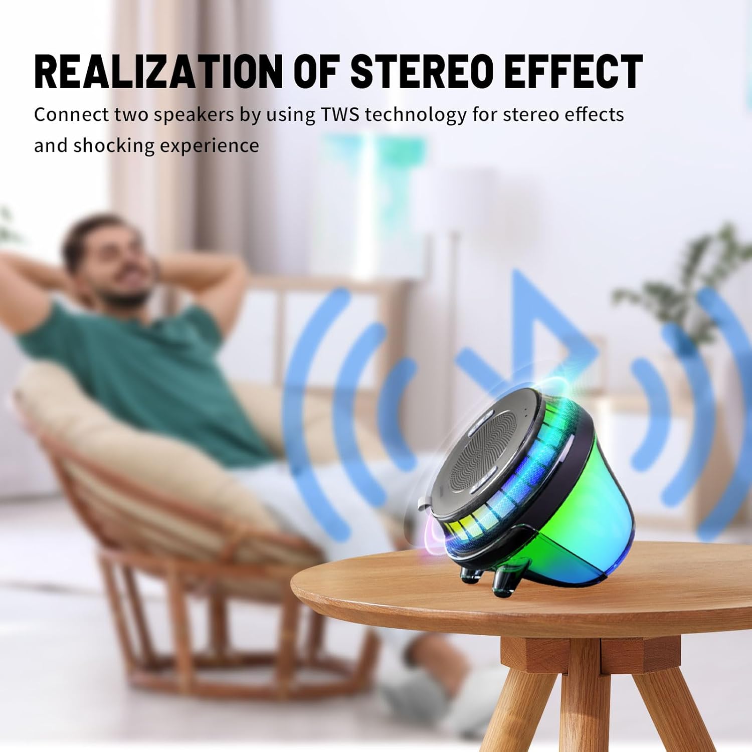 Floating Speaker for Pool with Colorful Lights, IPX7 Waterproof Floating Hot Tub Speaker, 15W Stereo Loud Sound, 360° Loud Stereo Sound, TWS, Great for Pool Shower Travel SPA