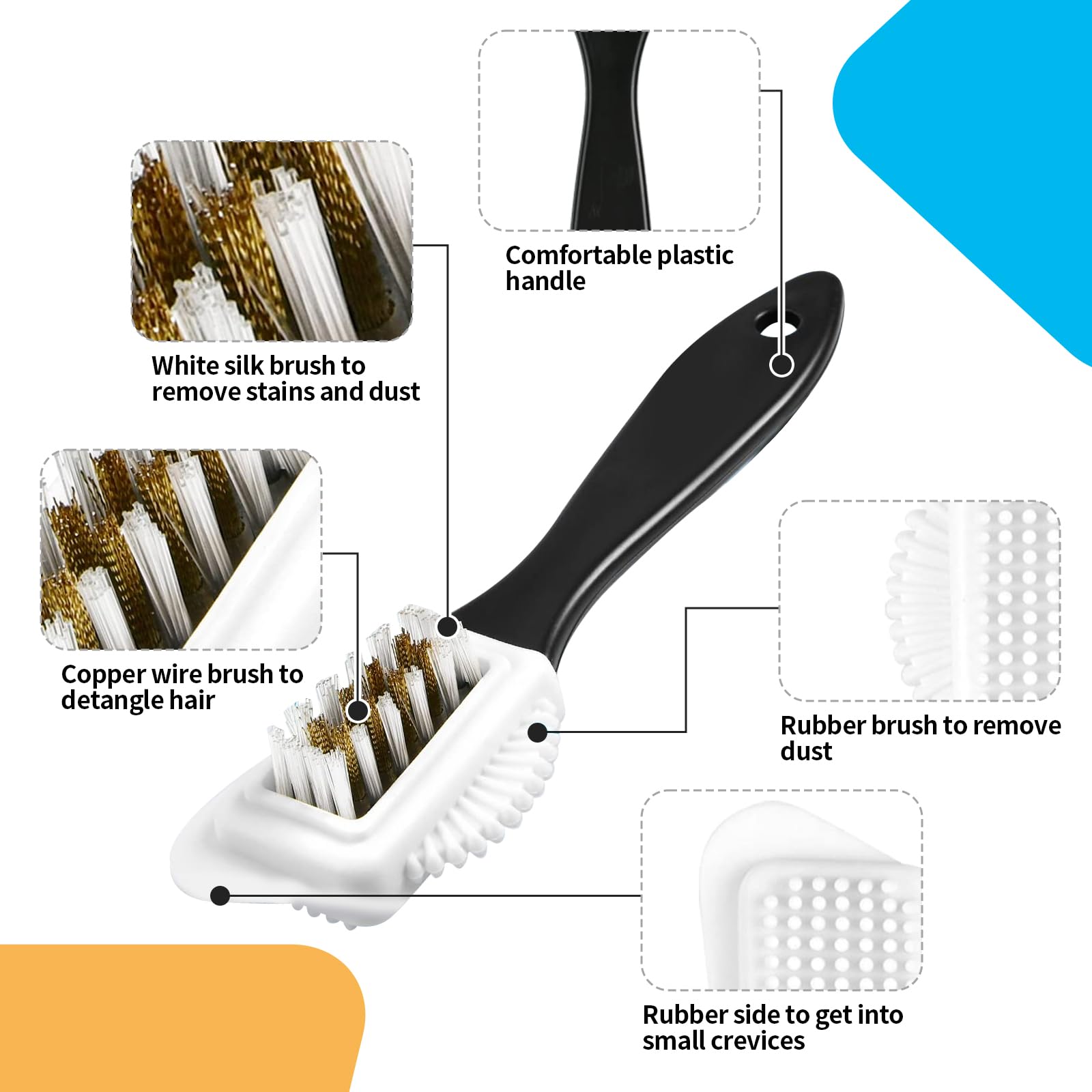 Brosse Chaussure Daim Cuir Nettoyage Brosse à Chaussures en Crêpe Brosse Cirage Chaussure Multifonction avec Gomme Daim Chaussure Nettoyage Kit pour Daim Nubuck Enlever la Saleté et Maintenance