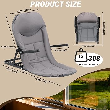 Adjustable Lifting Bed Backrest with Armrests, 7-Level Folding Sit Up Support, Portable Multifunctional Bed Chair with Pillow for Neck Head & Lumbar Support for Elderly Patients Reading Resting