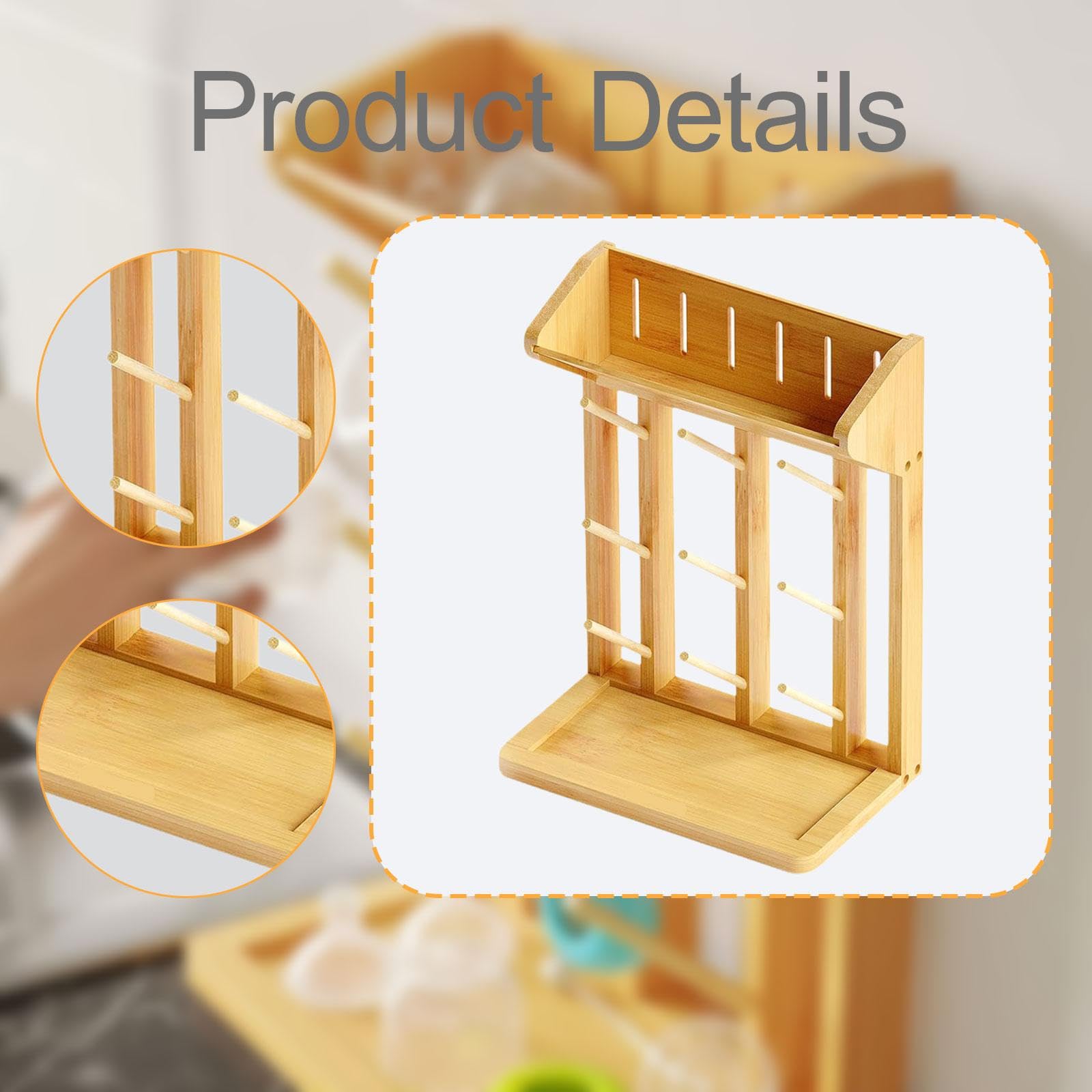 Scolapiatti in Bambù Versatile, Può Contenere Fino a 9 Bottiglie.