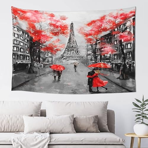 Ultaro Tapiz rojo de la torre Eiffel de París para colgar en la pared, tapiz para el día de San Valentín, telón de fondo para dormitorio, disponible en Yaxa Guatemala