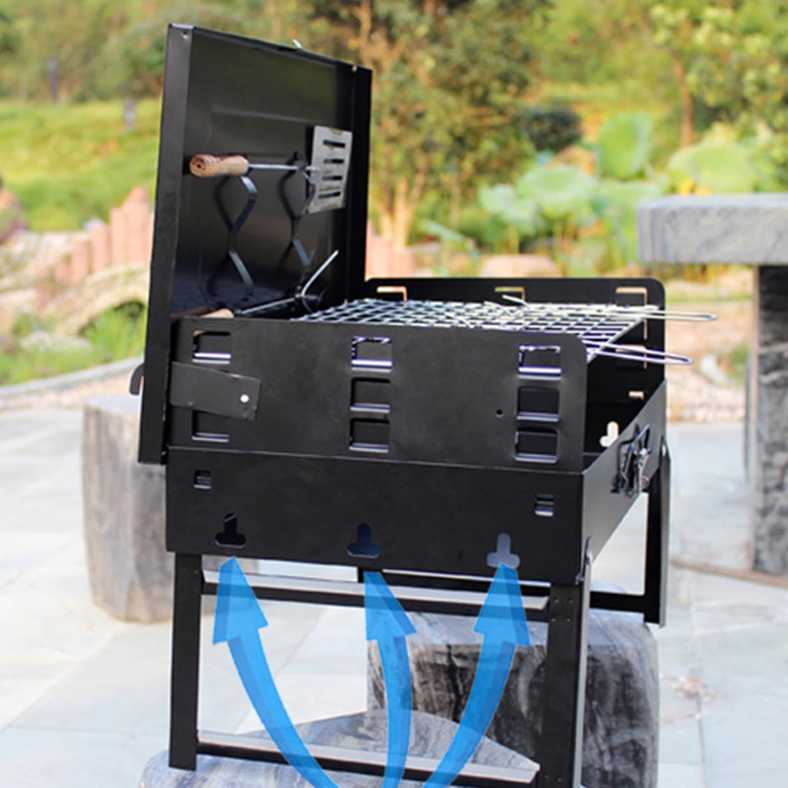 Griglia a carbone pieghevole portatile | Fornello per barbecue da esterno | a scatola | Griglia per barbecue compatta per campeggio, picnic, escursionismo e cucina all'aperto - Griglia a carbone facile