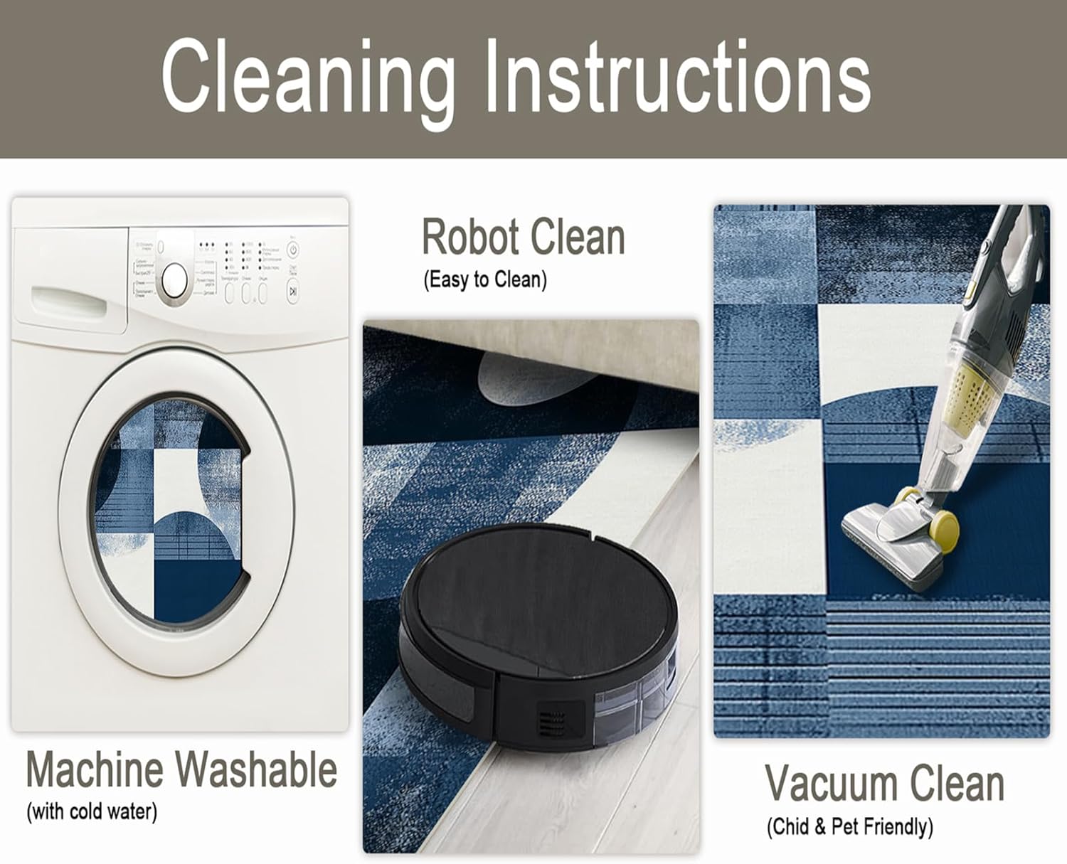 Boho Area Rug for Living Room Abstract Geometric 5x7 Entryway Rug Modern Blue Circles Rugs Non Slip Low Pile Machine Washable Floor Carpet for Indoor Bedroom Kitchen Dining Room Office