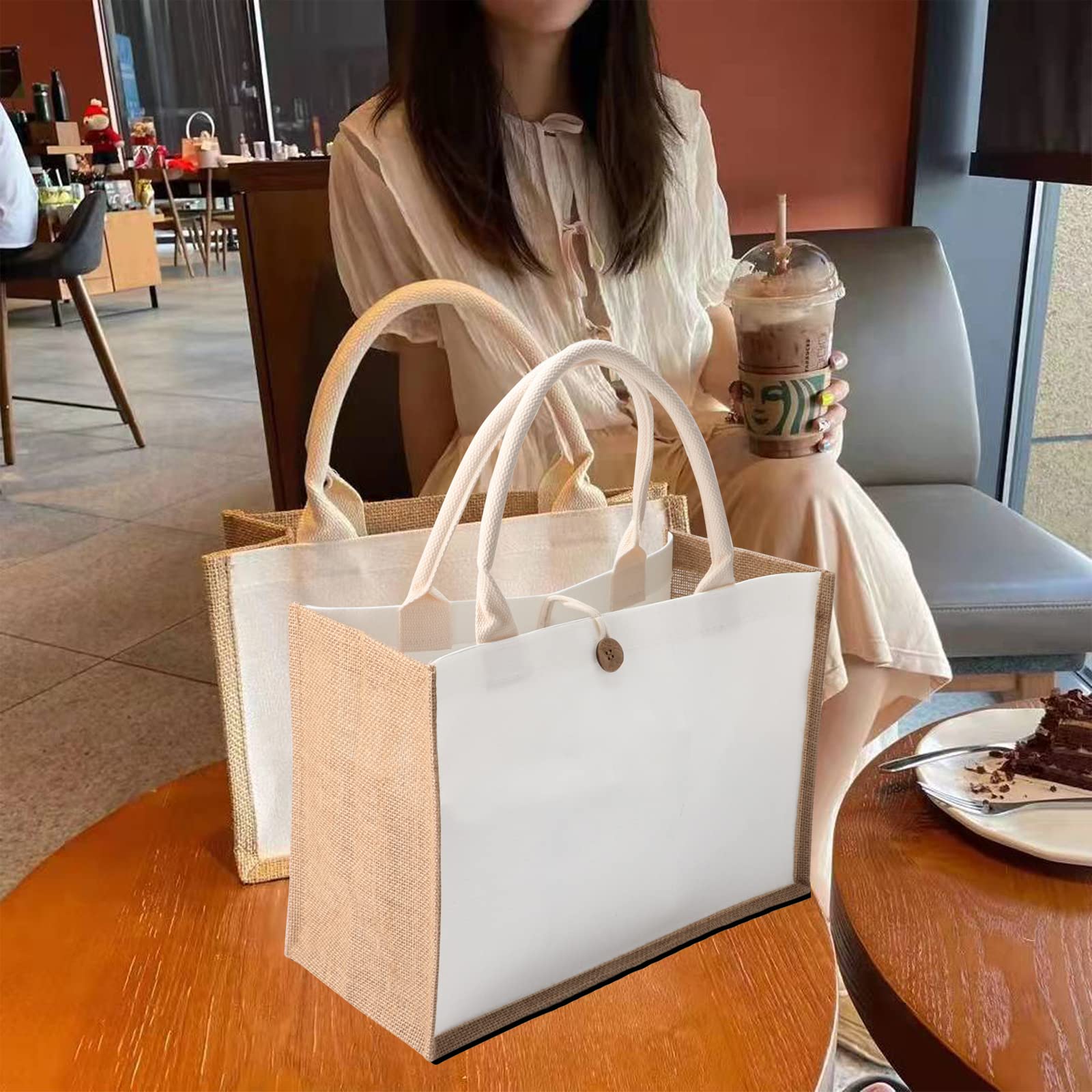 Bolsa de yute blanco