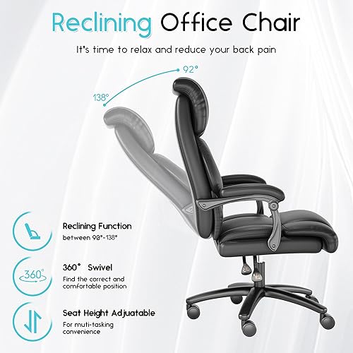 Miniatura 4 de Ollega OL930 - Silla de oficina ejecutiva, silla de oficina grande y alta con respaldo ajustable de 160 grados, respaldo alto, silla de escritorio