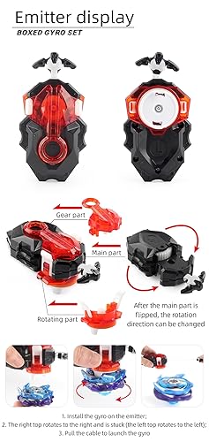 Miniatura 2 de Bey Battling Tops Burst Blade Battle Set, B-184 String Launcher Left Right Spin Gyro B-160 Booster King Helios Gaming Top Juguetes para niños de 5 a