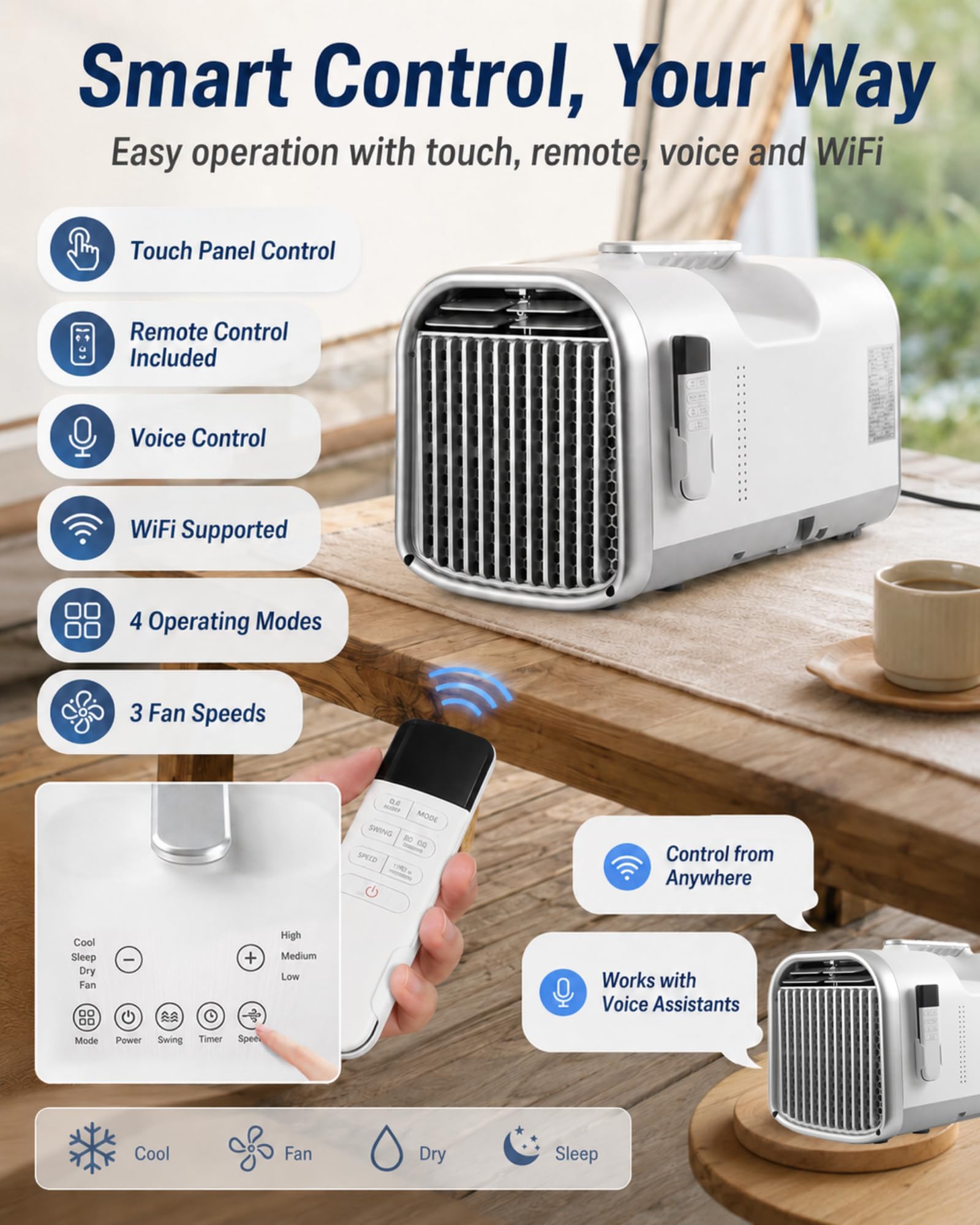 Przenośny klimatyzator 5100 BTU, mobilny klimatyzator na kemping, namiot, sypialnię, ciężarówkę, samochód kempingowy i na zewnątrz, 400 W, timer 1-12H, 4 tryby, 7,4-9,3 m²