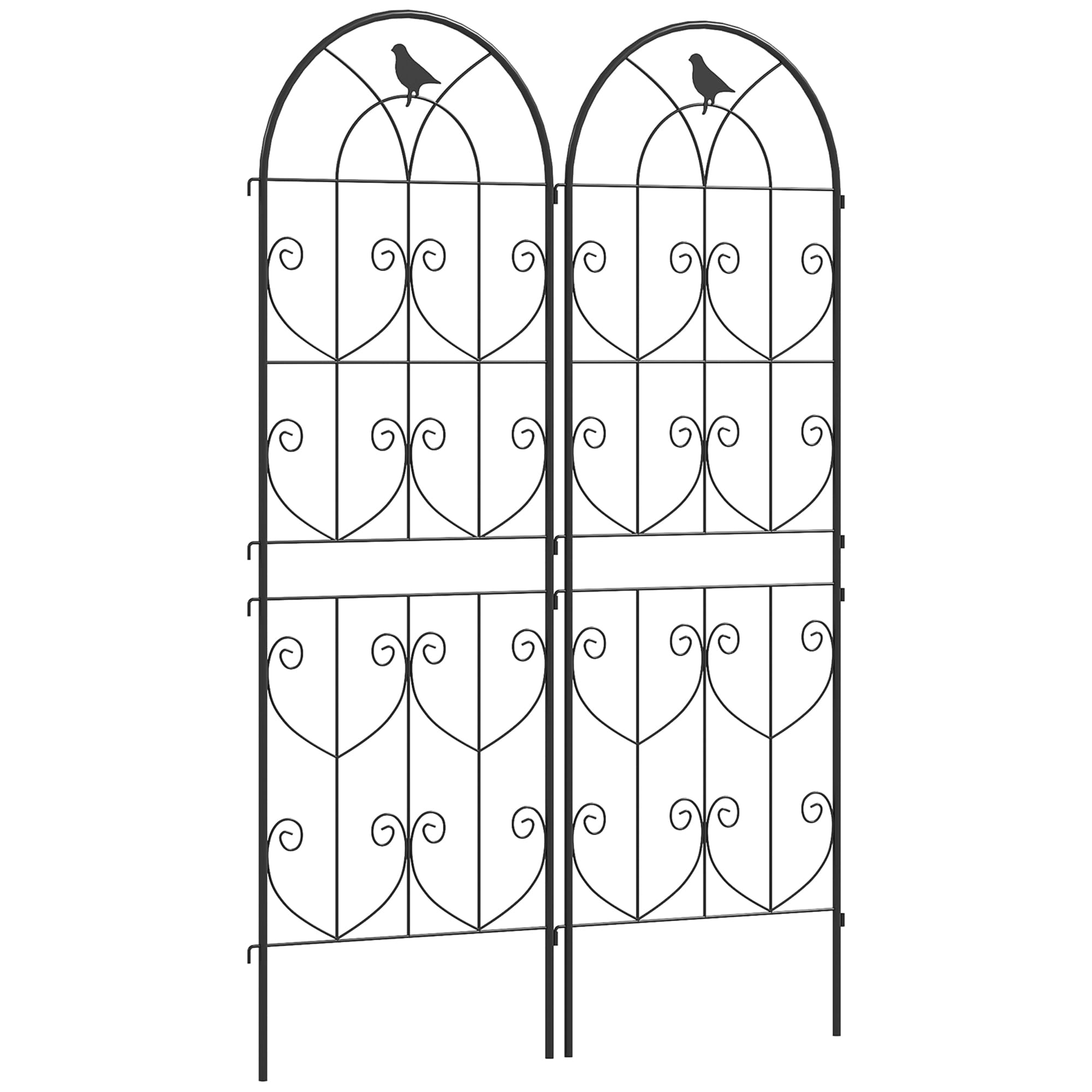 Outsunny Rankgitter Metall 2er Set zum Stecken rostfrei Rankhilfe mit Vogeldesign für Kletterpflanzen 50x150 cm Spalier für Zimmerpflanzen Pflanzenspalier für Tomaten Blumen Kletterpflanzen Schwarz