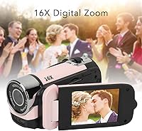 Vista 3 de Cámara digital, FHD 1080P 16MP cámara de vlogging con pantalla abatible de 2.4 pulgadas, zoom digital 16X, flash y batería de 1020 mAh, cámara