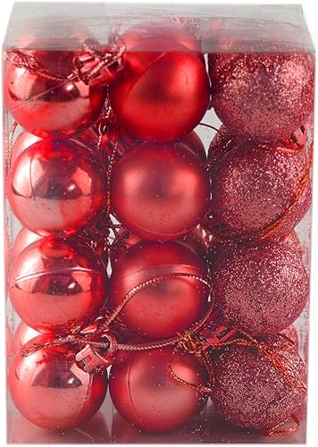 Bestjybt - Paquete de 24 esferas navideñas irrompibles para decorar arbolitos y fiestas navideñas, incluyen ganchos para colgarlas