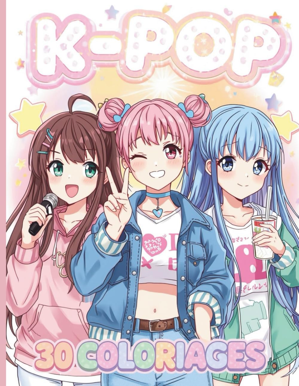 Livre de Coloriage K-Pop: Scènes d’idoles coréennes, concerts et tenues de scène – 30 illustrations K‑pop anti‑stress pour fans ados et adultes