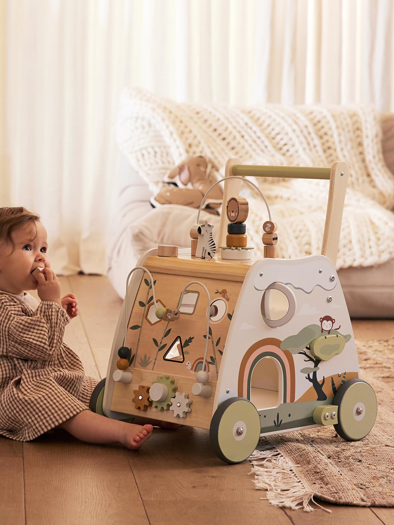 VERTBAUDET Jouet Chariot de Marche Multi Activités Bois FSC vert TU
