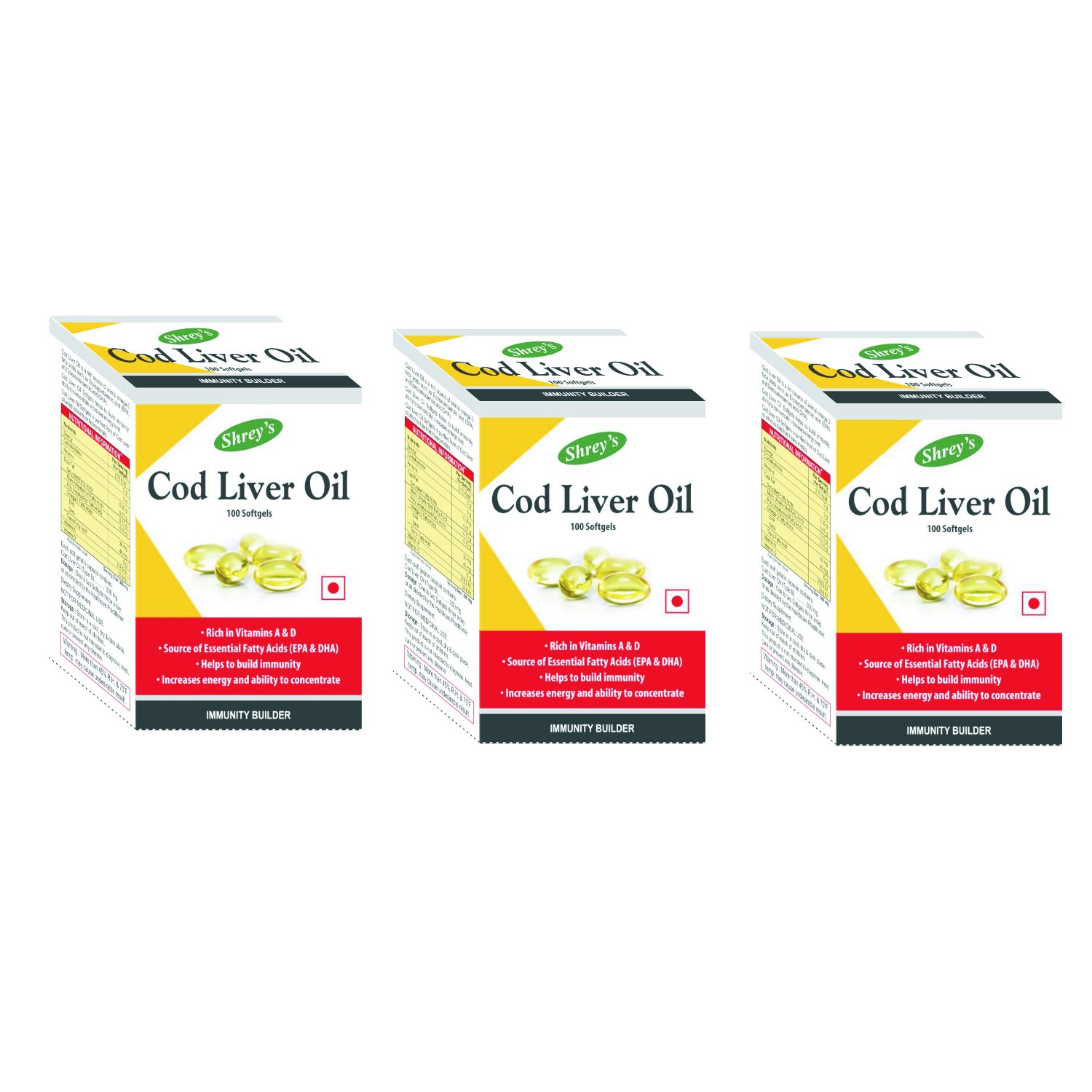 Shreys Cod Liver Oil | Vitamins A & D | Boost Immunity | Increase Energy Level | Supports Healthy Heart | Maintain Healthy Brain and Vision Health - 100 Capsules (Immunity Booster) (3) (B01MSJPFQR) Amazon Price History, Amazon Price Tracker