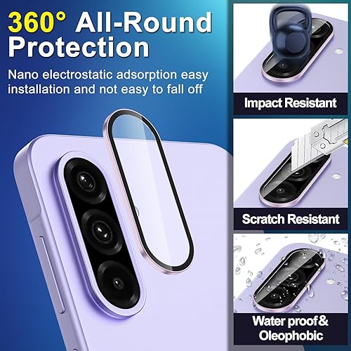 Vista 57 de para Samsung Galaxy Z Flip 7 Protector de Lente de Cámara, Cubierta de Lente de Vidrio Templado con Anillo de Metal Individual, [Fuerte Adhesión] 1