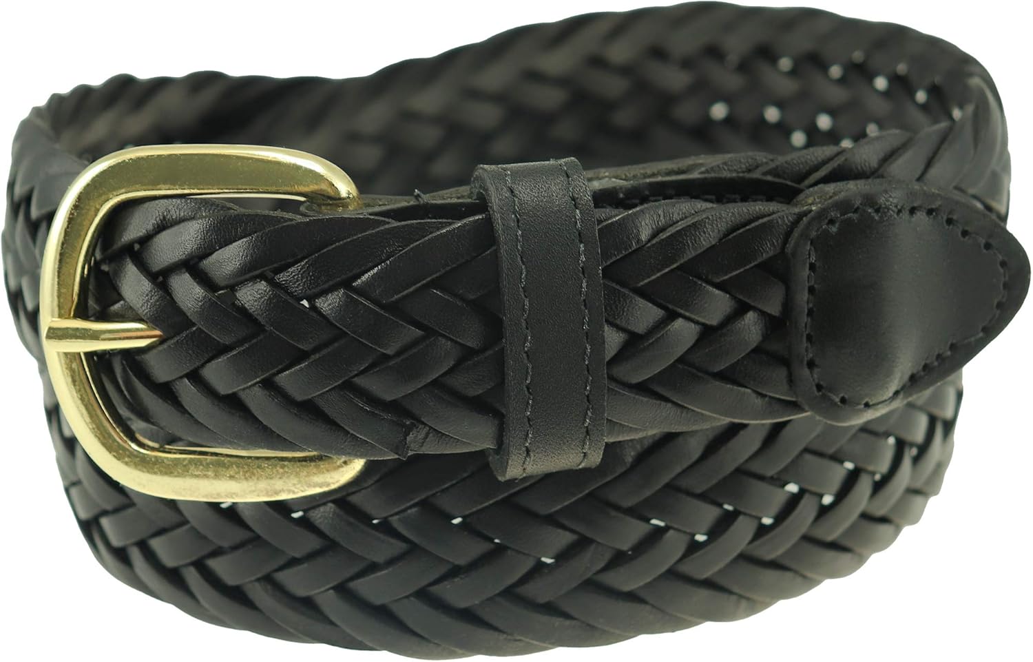 Thomas Bates Women's Ashley Thin Braided Woven Italian Leather Belt