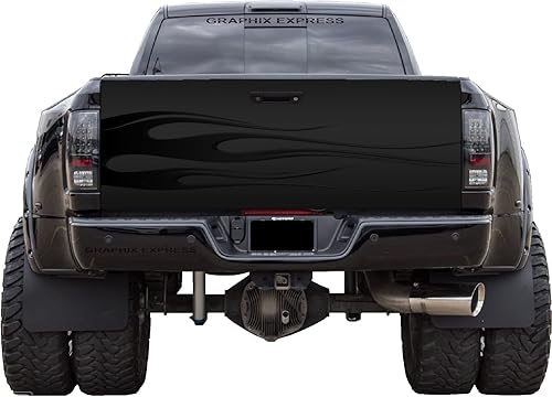 GRAPHIX EXPRESS Calcomanía para puerta trasera de camioneta (T189 Black Flames), calcomanías para puerta trasera para camionetas, calcomanías