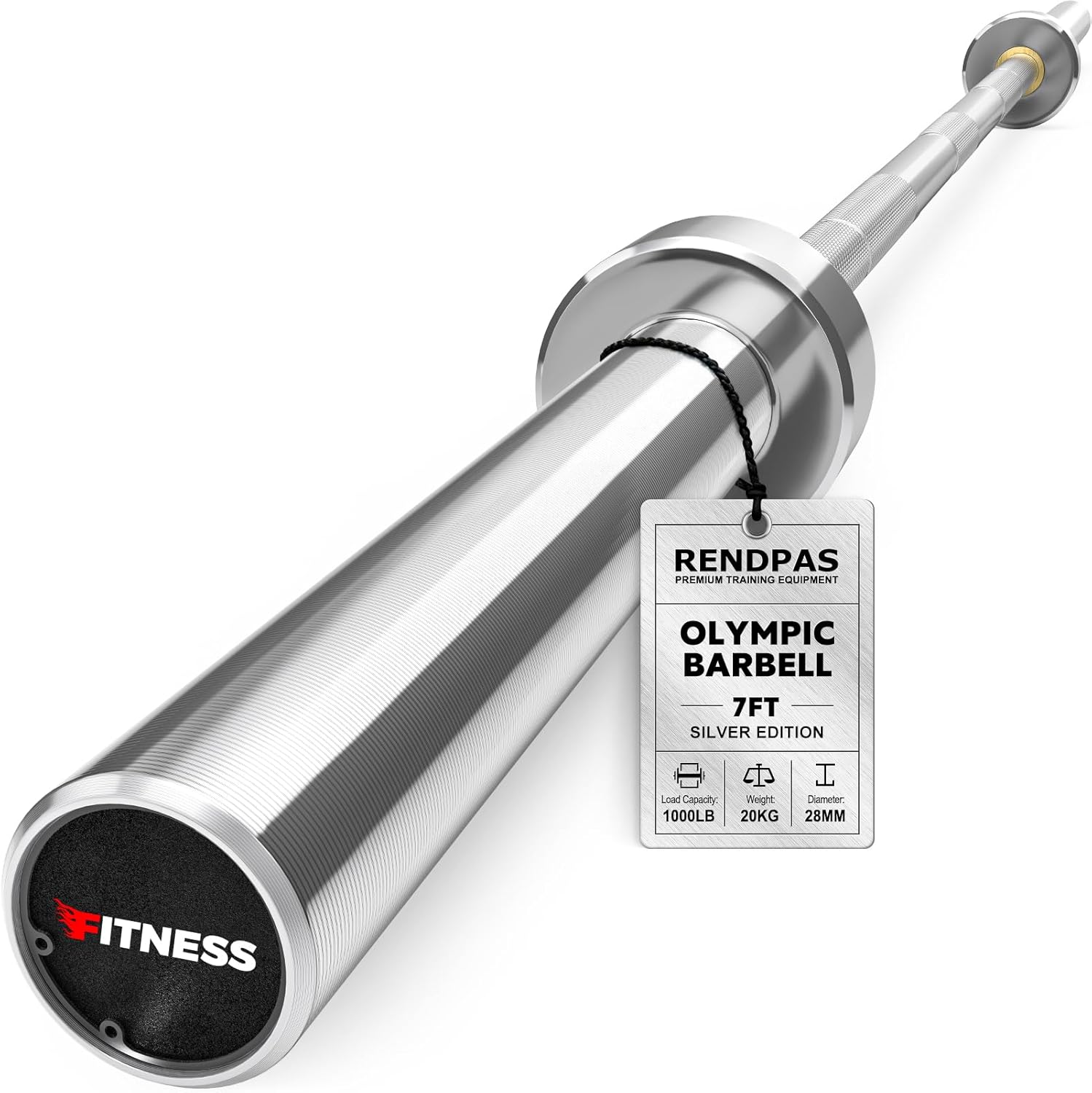 Rendpas 7FT Olympic Barbell for Home Gym Strength Training, 45 Lbs 2-inch Weight Bar with 28mm Grip, 1000 Lbs Capacity 190K PSI Alloy Steel