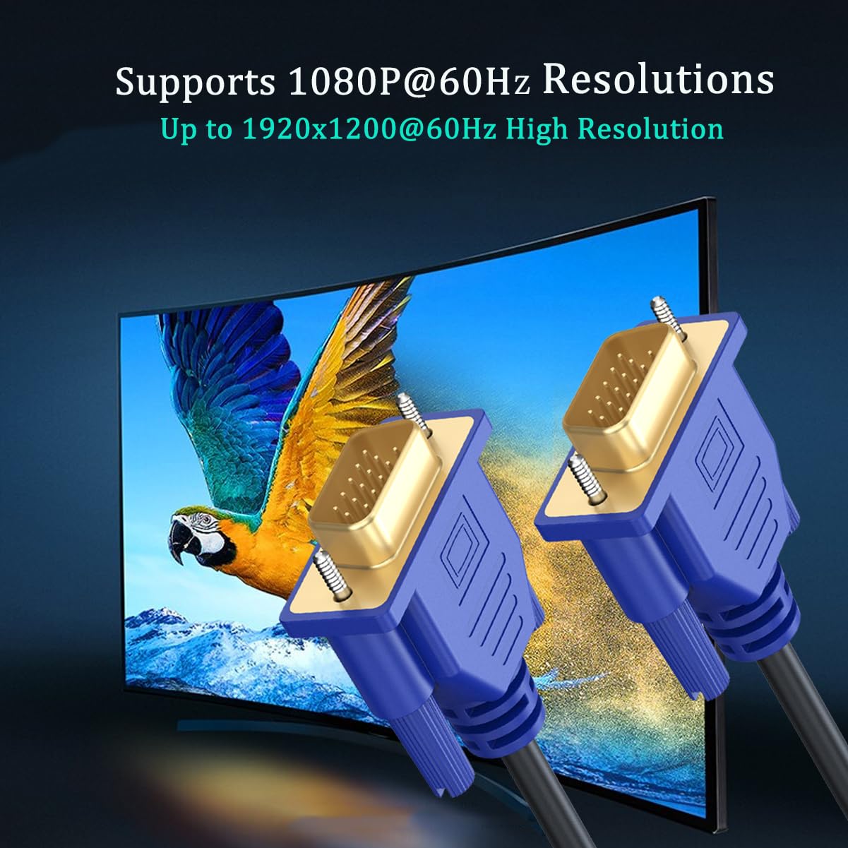 VGA Cable 6FT 5-Pack, VGA to VGA Monitor Cable Cord 1080P@60Hz HD15 (SVGA) for Computer Monitor, Laptop, Projector, TV