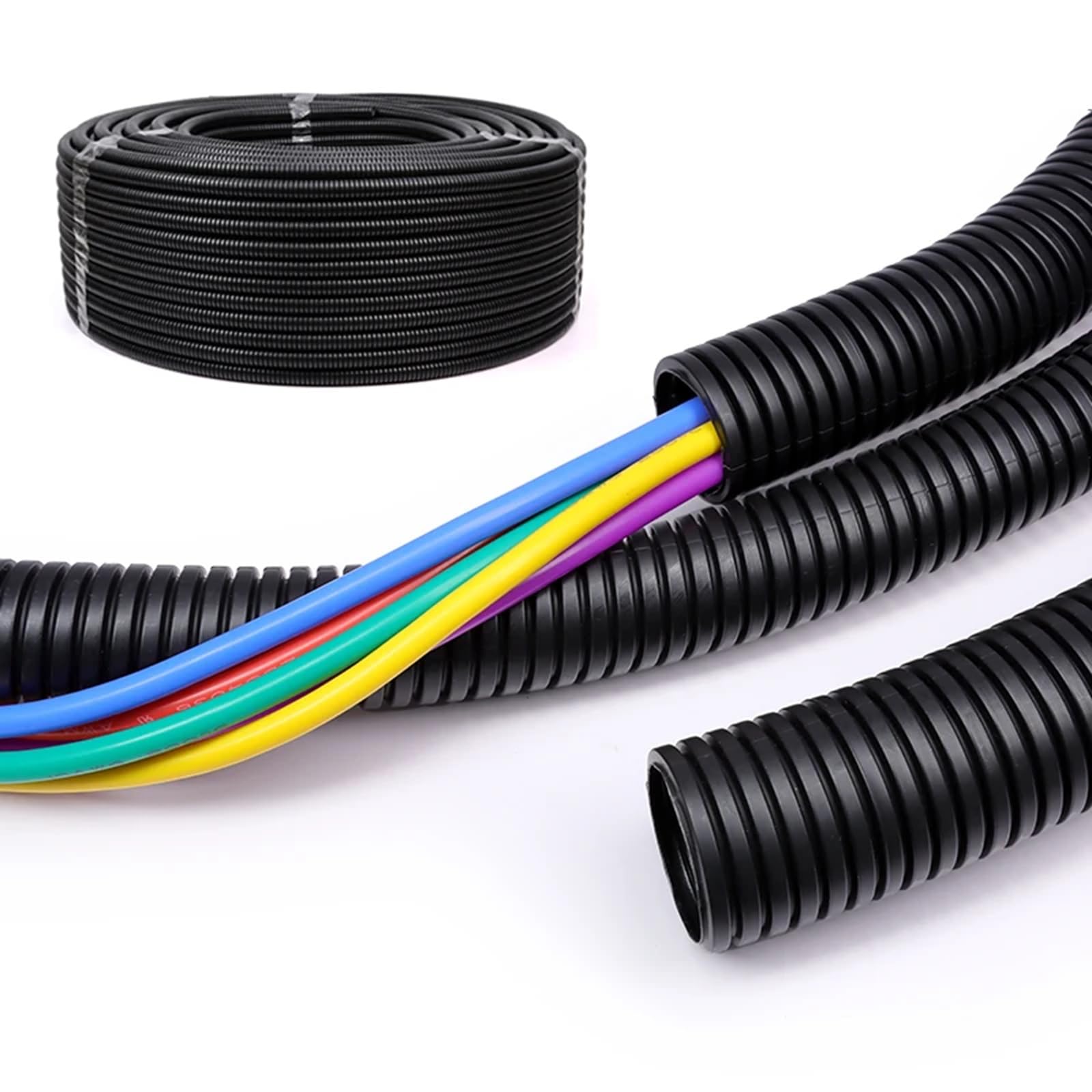 Tubo Corrugato Nero Diametro 20 mm 50M Flessibile Autoestinguente Resistente Pieghevole per Impianti Elettrici Passaggio e Protezione Cavi