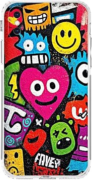 iPhone X ile Uyumlu Grafiti A k Tasar ml   effaf Silikon K l f
