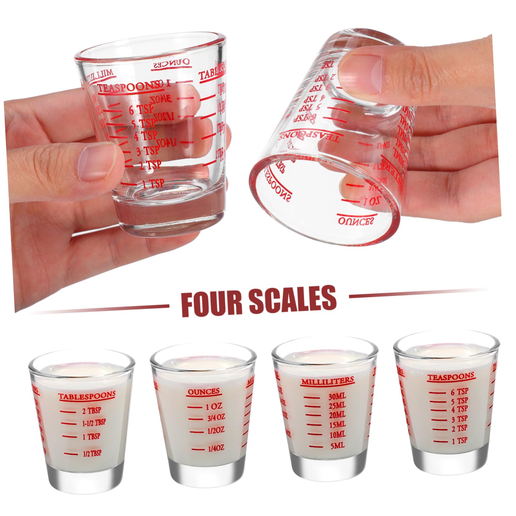 VOSAREA 8 Pcs Tasses Graduées en Verre Tasse à Mesurer Cuisine Lunettes de Mesure 30ml pour Cuisson et Pâtisserie