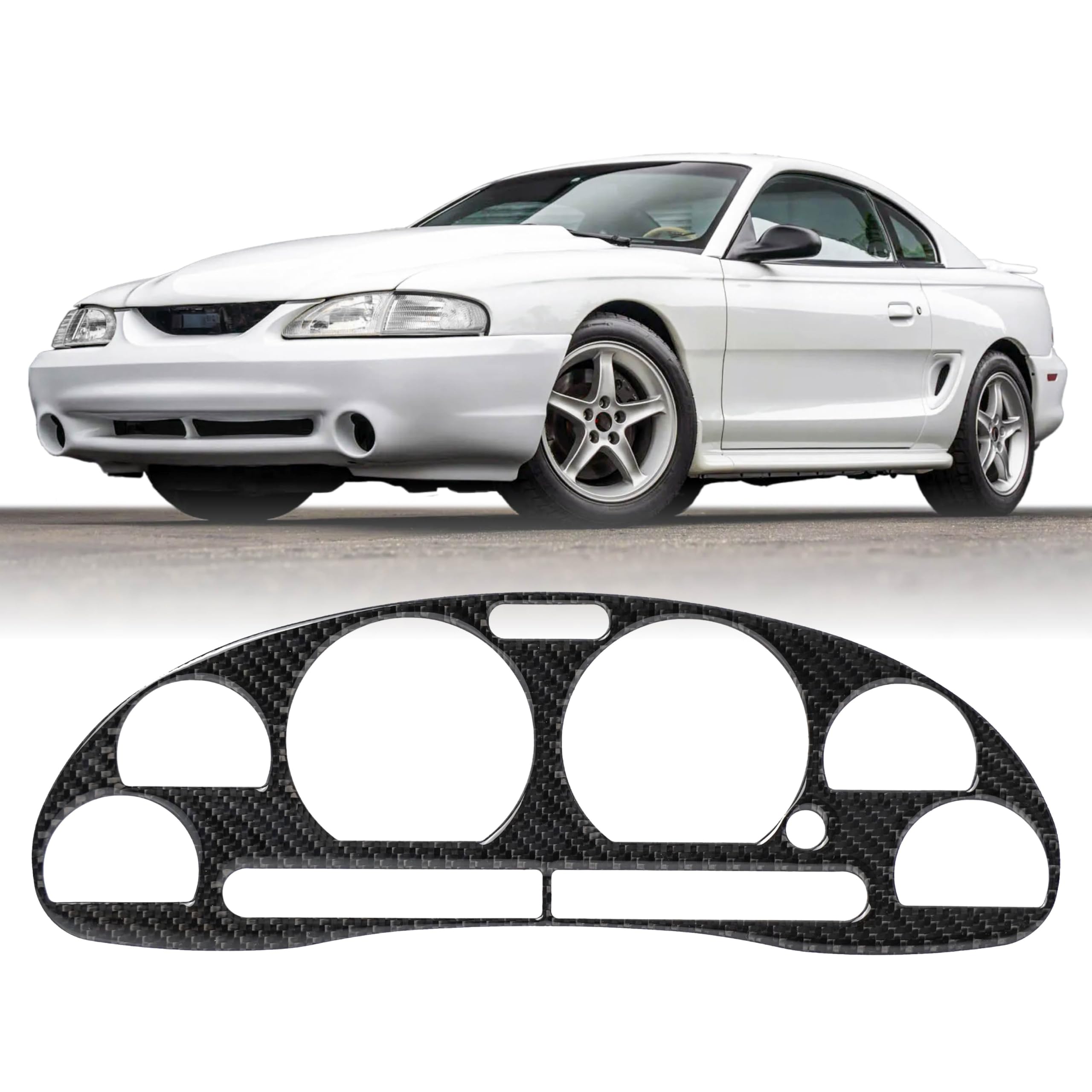 USR 94-98 SN95 Dash Bezel –Cluster Overlay Trim (1 Piece) Compatible with 1994-1998 Ford Mustang All Models Stang/Trims Such as V6, GT, Cobra (REAL CARBON FIBER OVERLAY GAUGE BEZEL TRIM)