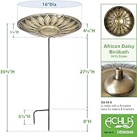 Vista 3 de Achla Designs African Daisy Birdbath, latón, con estaca