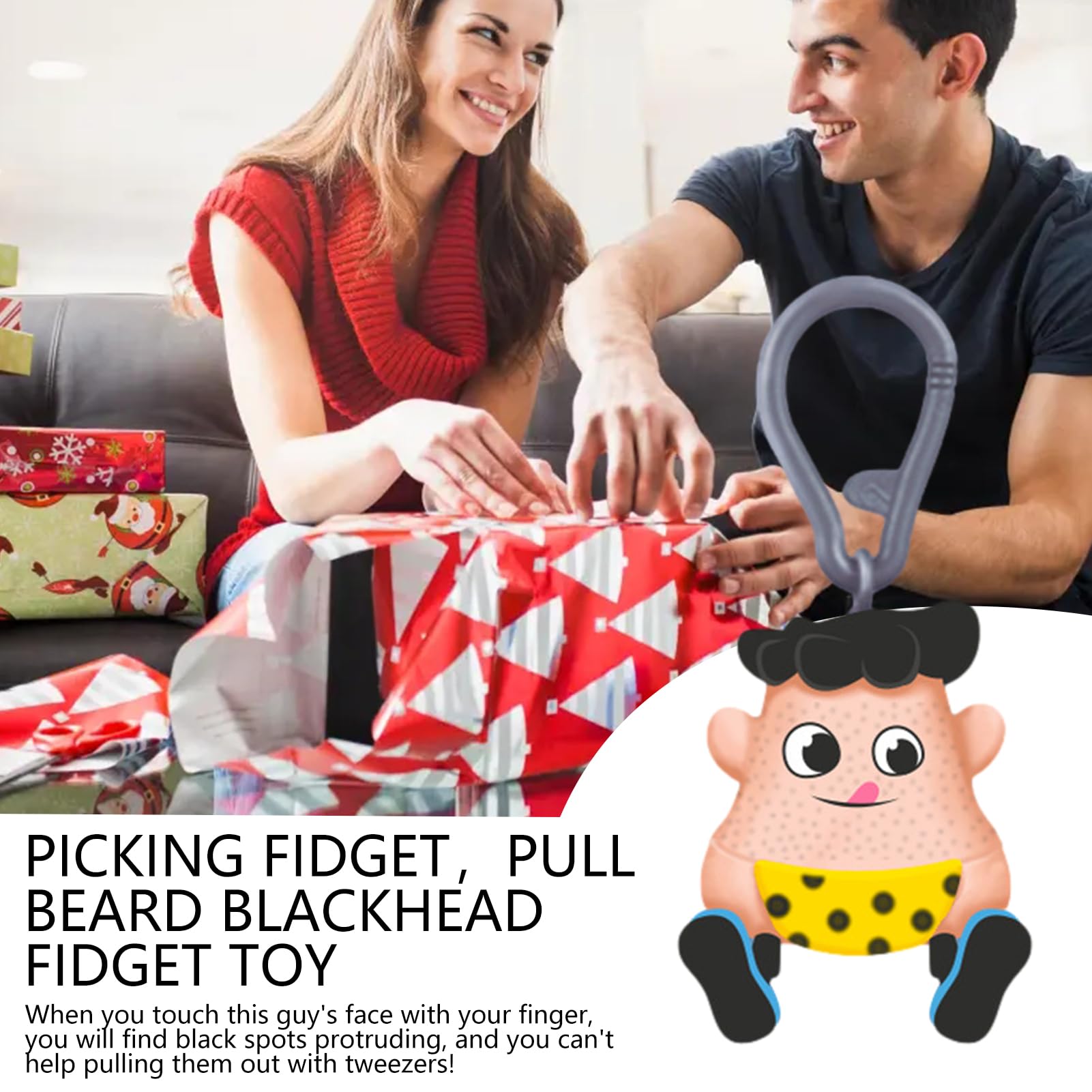 Mr Plucky Toy, Jouet Fidget pour arracher Les Cheveux, Jouets pour Troubles de la Traction des Cheveux, Jouets trichotillomanie avec Pince à épiler, Porte-clés Amusant pour épilation des Cheveux(C