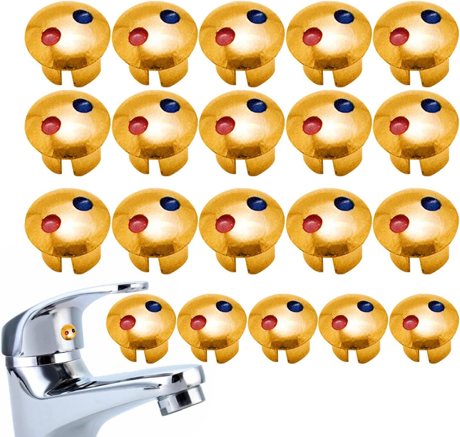 Hot Cold Indicator – 20PCS Faucet Handle Index Buttons | Replacement Faucet Parts for Kitchen, Bathroom, Hot/Colds Water Signs, Hots or Cold Labels, Reliable Faucets Knob Accessories