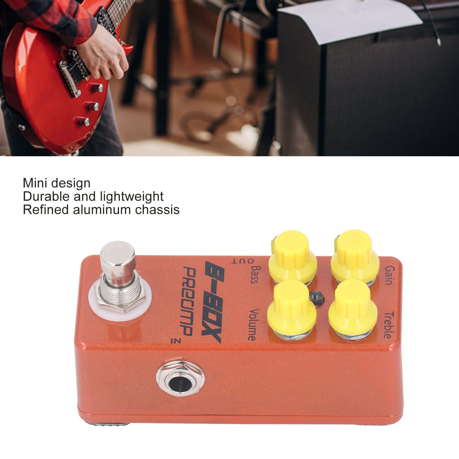 Mini B Box Preamp-Effekt-Einzelpedal mit Overdrive-Funktion, E-Gitarren-Ersatzteile Zum Einstellen der Lautstärke