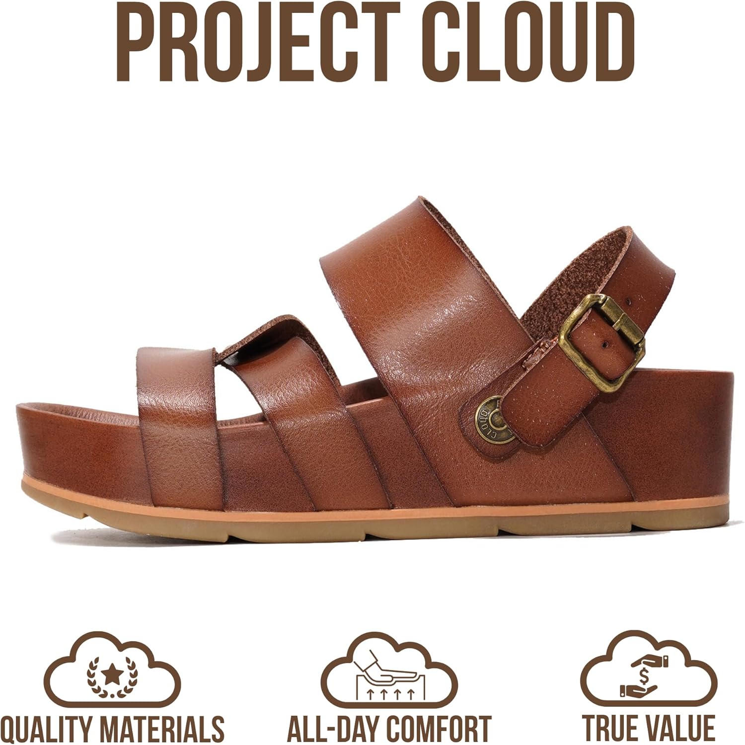 Project Cloud Platform Sandals Women – Strappy Wedges with Comfortable Plush & Soft Insole – Lightweight & Non Slip Platform Sandals for Women 2026