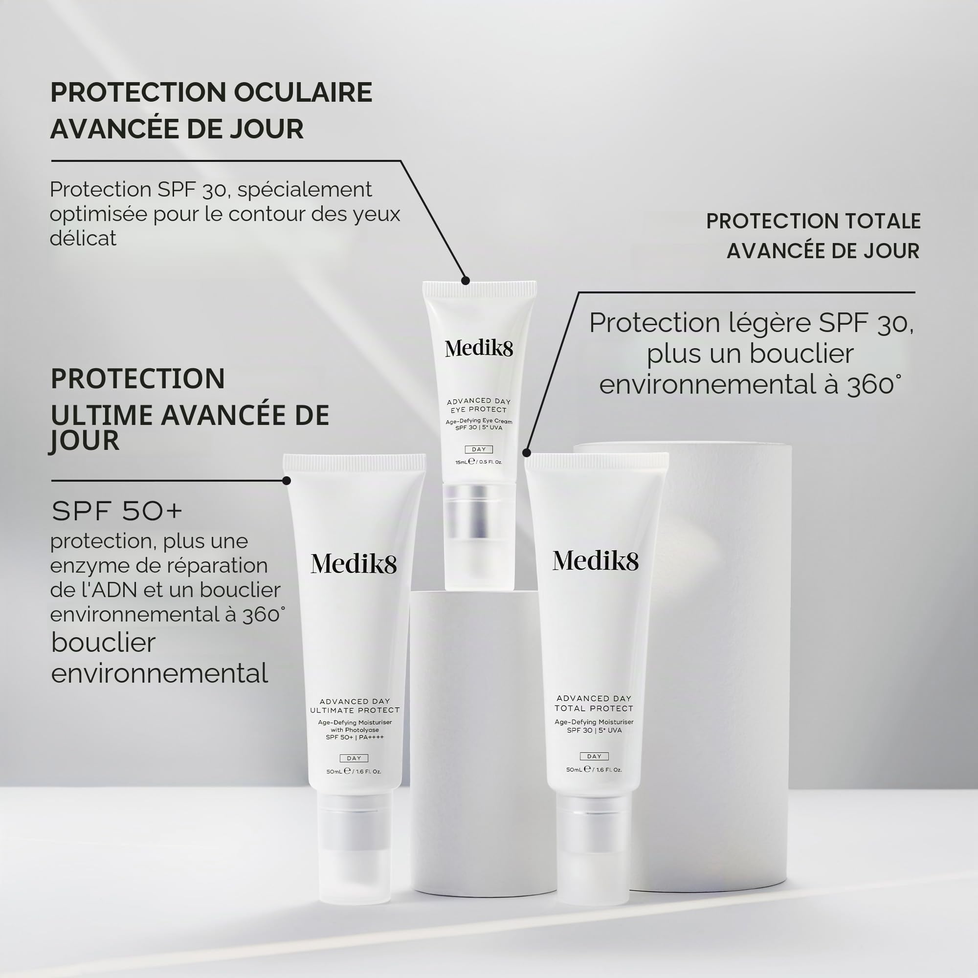 Medik8 Advanced Day Total Protect Crème solaire et hydratante pour le visage SPF 30 Protection UVA hydratante et non grasse 50 ml