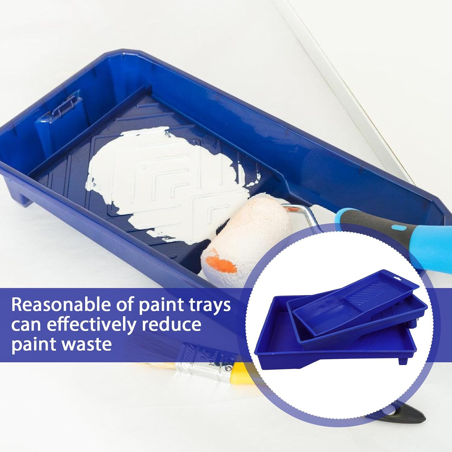 Generic 3pcs Plastic Paint Roller Trays Set 4" 7" 9" Paint Pans for Home Improvement