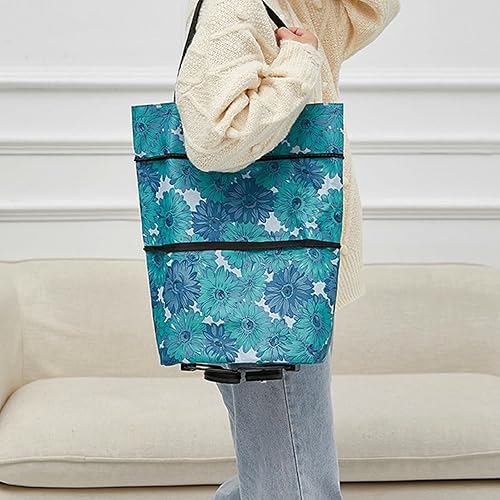 Miniatura 7 de Foldable Shopping Bag with Wheels，Foldable Trolley Bags ，Tote Grocery Bags Shopping Cart，for Shoppings ，Picnic Trips Buy Vegetables