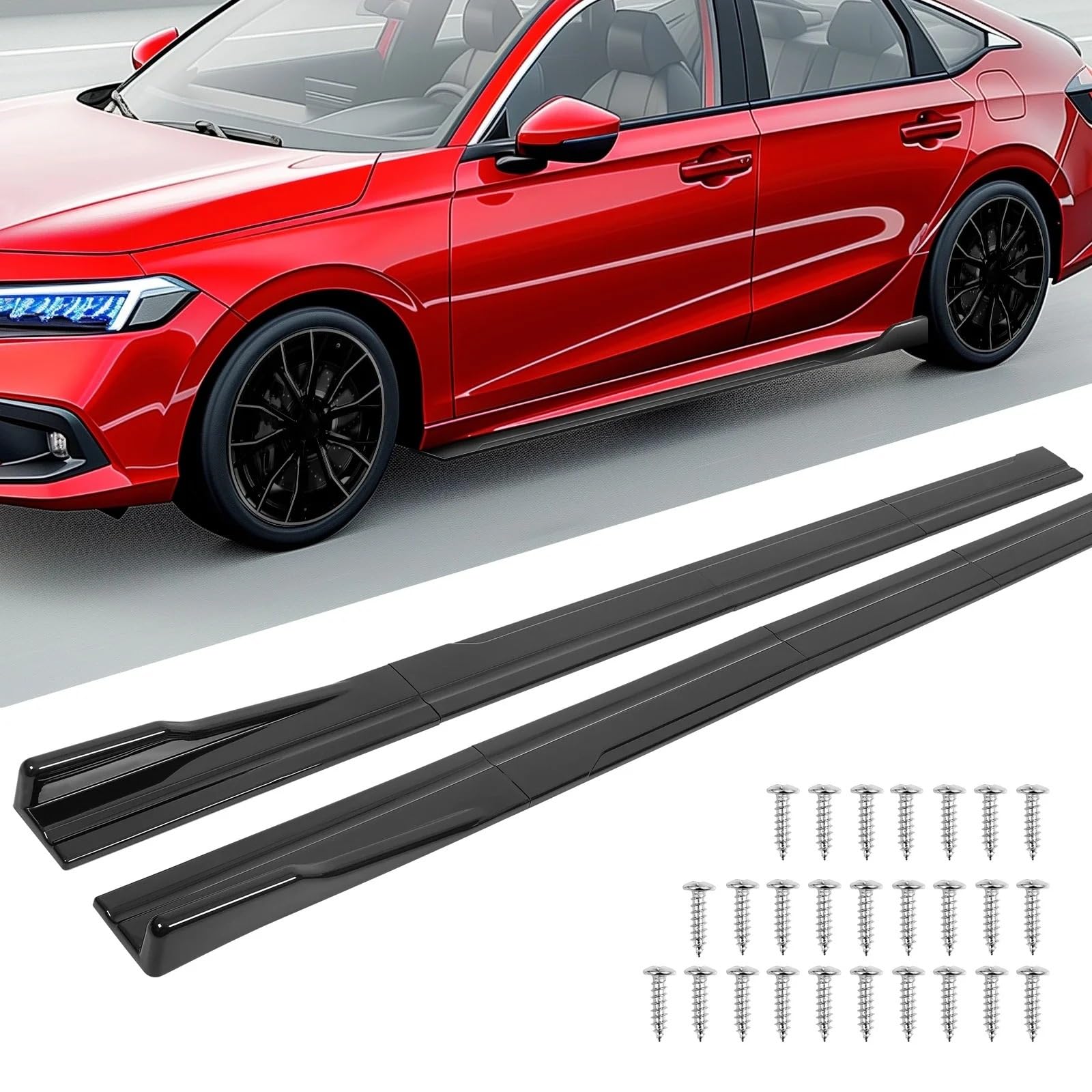 Jupes Latérales pour BMW Série 5 F10 535i 528i Sport 2011-2016 : Kit D'extension De Bas Caisse Universel 86,6" avec Aileron