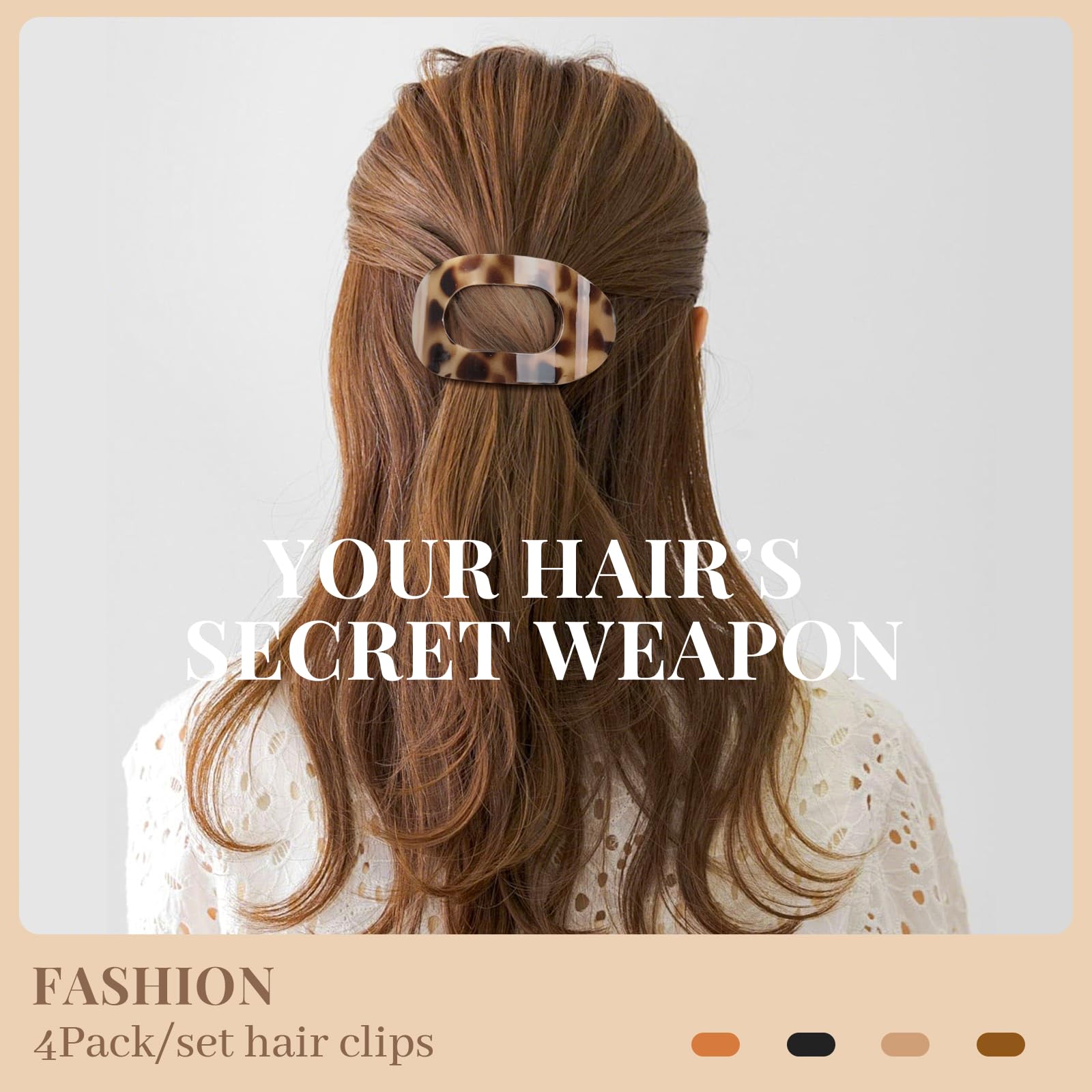 Tumurup Flat Hair Clips for Women, Large Claw Clips, 4-Pack, Lightweight & Comfortable, Non-Slip, for Thick & Thin Hair - Image 2