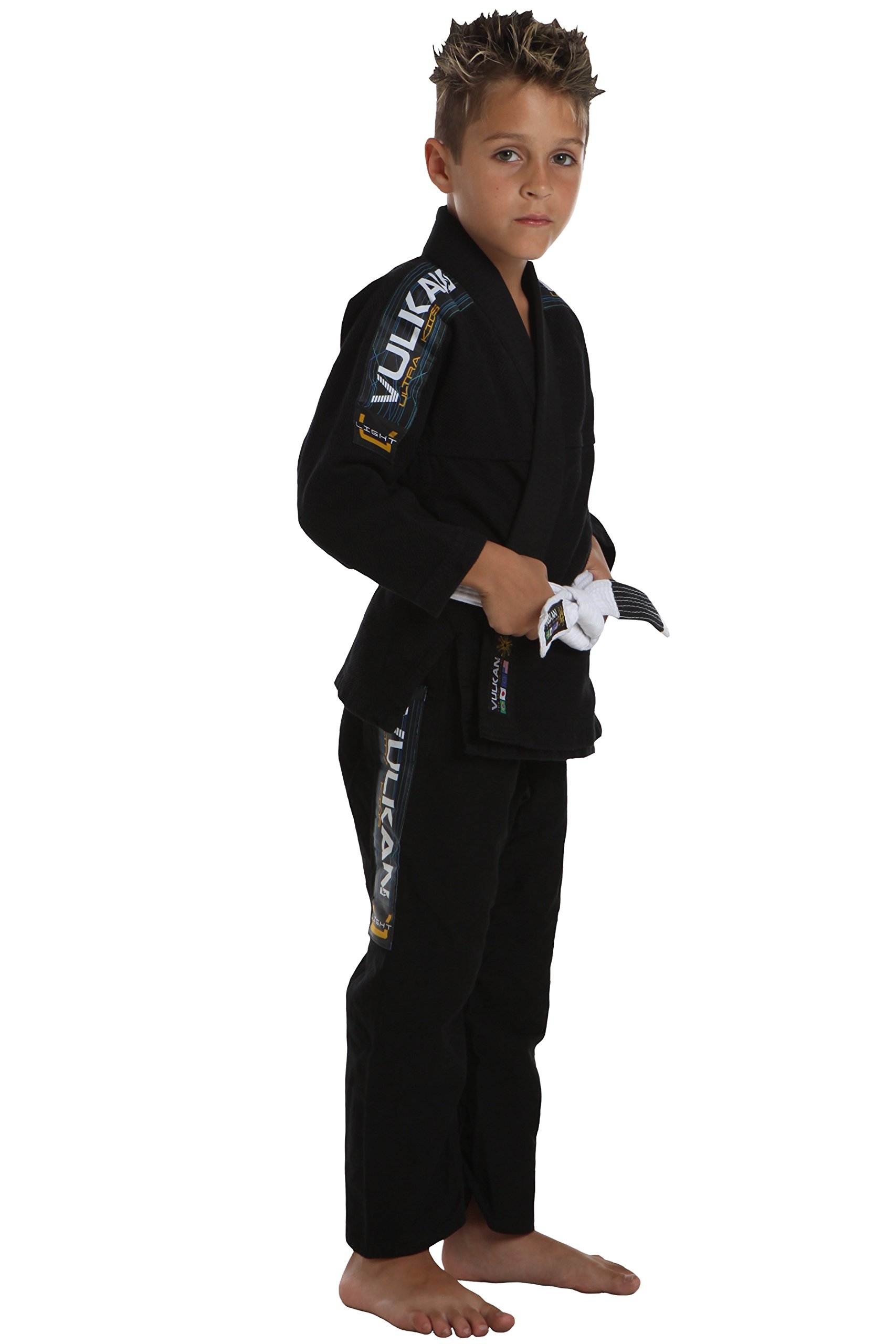 Vulkan Fight Company Brazilian Jiu Jitsu, Kids’ BJJ Ultra-Light GI for Martial Arts Sports, Black, M00
