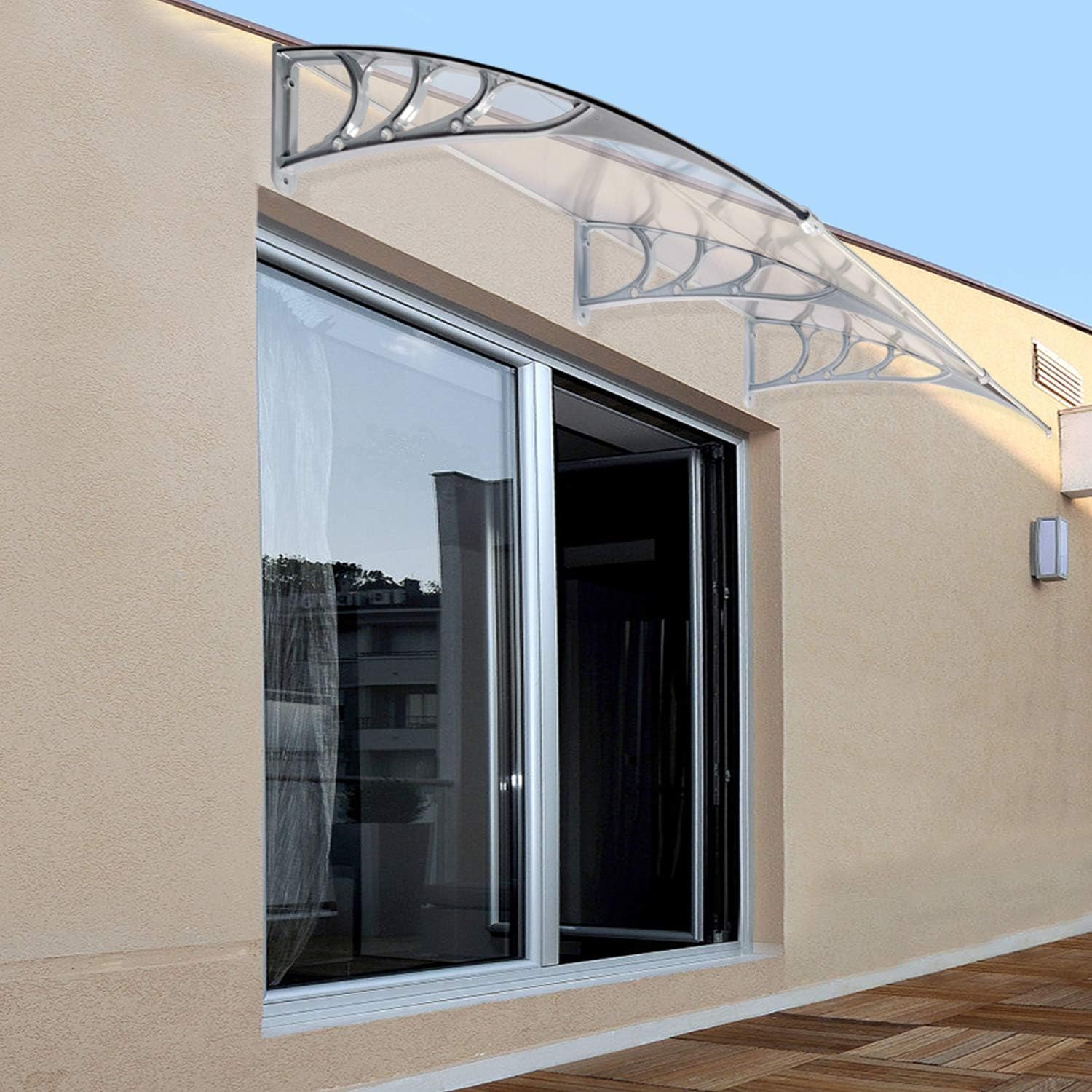 JOO LIFE 80"x 40" Window Awnings Front Door Canopy Outdoor Shade Polycarbonate UV Rain Snow Protection Patio Sunshade Cover Canopy