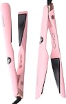 LANDOT Hair Straightener and Curler 2 in 1, Dual Voltage Twist Flat Iron 1" | Anti-Frizz Tourmaline Ceramic Plates, Fast 30s Heat-Up, 12 Temp 250-450F, All Hair Types, Travel-Ready, Auto Shut-off, Swivel