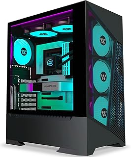 KEDIERS PC Gehäuse - vorinstallierte 6 PWM-Lüfter, ATX Mid Tower Gaming Gehäuse, Mesh Computergehäuse mit öffnendem Seiten...