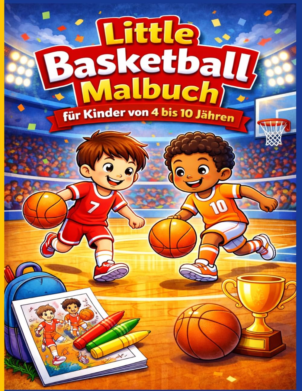 Little Basketball Malbuch für Kinder von 4 bis 10 Jahren: Einfache und spaßige Basketball Motive | Spieler, Körbe und Spielszenen für Jungen und Mädchen
