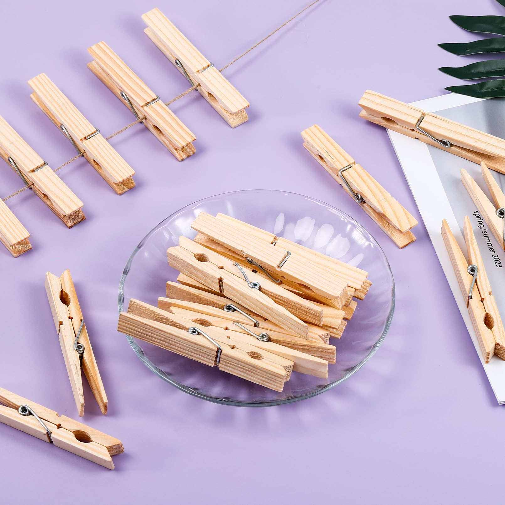 100 Stück Wäscheklammern aus Holz, 8,9 cm große Wäscheklammern, Holzfarbe, Mehrzweck-Kleidernadeln, natürliche Holzklammern zum Basteln, Aufhängen von Kleidung, Bildern, natürliche Farbe